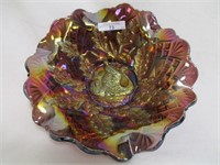 Mburg 10" radium purple Nesting Swans bowl.