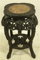 19th CENTURY CHINESE CARVED MARBLE TOP PEDESTAL TA