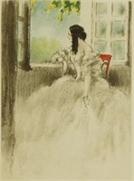 LOUIS ICART "AT THE WINDOW" COPPERPLATE ETCHING