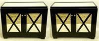 PAIR OF MIRRORED TOP EBONIZED CABINETS