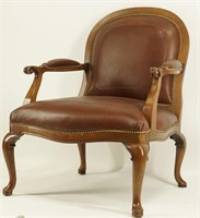 LEATHER UPHOLSTERED ARMCHAIR WITH NAILHEAD TRIM
