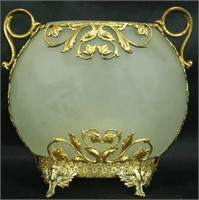 FROSTED GLASS VASE WITH GILT BRONZE MOUNTS