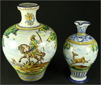 MIXED LOT OF TWO MAJOLICA  VASES