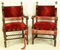 PAIR OF 18th CENTURY SPANISH CARVED ARMCHAIRS
