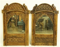 PAIR OF VINTAGE INDONESIAN CARVED FRAMED MIRRORS