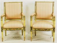 PAIR OF VINTAGE FRENCH EMPIRE PAINTED ARMCHAIRS
