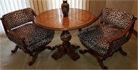 Round Railway Table with Gondola Leopard Chairs