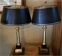 Pair of Marble Base Brass Table Lamps