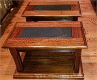 Pair of Extraordinary Imported Wood Side Tables