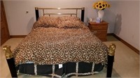 Queen Leopard Brass Bed with Sealy Posturpedic