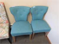 2 Upholstered green chair
