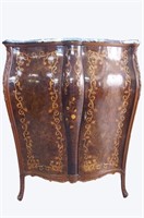 Italian Bombay 2-door inlaid marble top cabinet