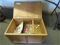 Wooden box of toys