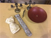 CANDLE HOLDERS AND ASSORTED ITEMS