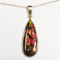 $1275 10K Natural Ammolite Stone Necklace