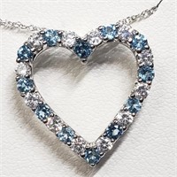 $200 S/Sil Blue Topaz Cubic Zirconia Necklace