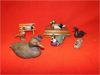 Qty of duck ornaments 3"-4"L, jewelry box