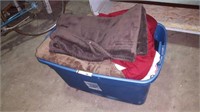 Large Orange bin of blankets & linens - NO  BIN