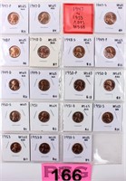 Coins 19 Brilliant Unc. Lincoln Cents 1940-50's