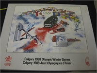 1988 CALGARY OLYMPICS CANADA POSTER ON BOARD