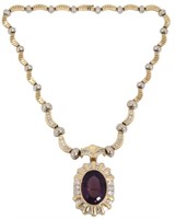 14K Diamond And Amethyst Necklace