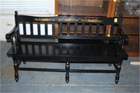 Black Painted Stenciled Bench