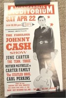 Johnny Cash Concert Poster- Reprint- Like New!