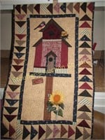 Quilted runner - Birdhouse - Quilted and created