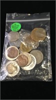 16 assorted foreign coins