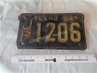 1954 Texas License Plate