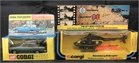 Boxed Corgi Toys, Rover 2000 TC & OO7 Helicopter