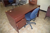4 DRAWER DESK WITH BLUE OFFICE CHAIR