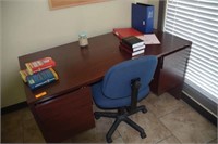 4 DRAWER DESK WITH BLUE OFFICE CHAIR