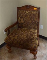 FABRIC AND WOOD LOBBY CHAIR