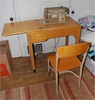 SEWING MACHINE WITH CHAIR & SUPPLIES