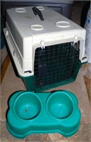 SMALL PET CARRIER, PET BOWL, SMALL DOG/CAT BED
