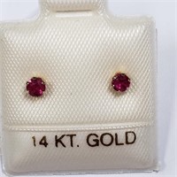 $160 14 KT Gold Ruby Earrings