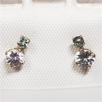 $200 10 KT Gold Aquamarine and Sapphire Earrings (