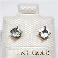 $250 14 KT Gold Aquamarine Earrings