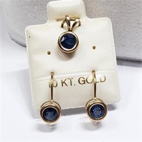 $600  10 KT Gold Sapphire Pendant Earring