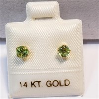 $120 14 KT Gold Peridot Earrings