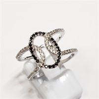 $100 Silver Double Ring Design CZ Ring