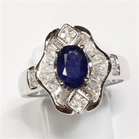 $200 Silver Sapphire and CZ Ring