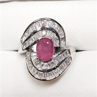 $300 Silver Ruby and CZ Ring