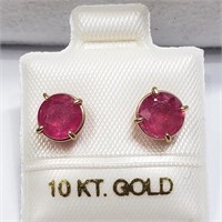 $600 10 KT Gold Ruby (2.6ct) Earrings
