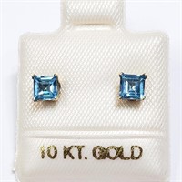 $140 10 KT Gold Blue Topaz (0.7ct) Earrings