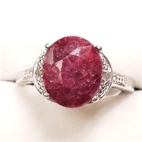 $200 Silver Ruby and Diamond Ring