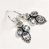 $140 Silver Aquamarine Earrings (app 5g)