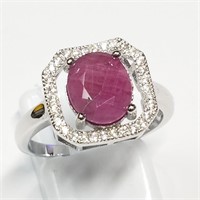 $250 Silver Ruby and CZ Ring (app 6g)