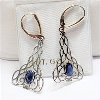 $2000 14 KT Gold Genuine Sapphire (1.7ct) Earrings
